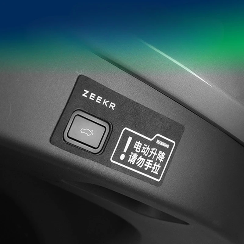 For Zeekr 001 009 Electric Tailgate Warning Sticker Trunk Switch Prompt Alcantara Suede Interior Decoration Modified Accessories