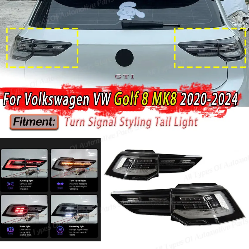 Car LED Turn Signal Styling Tail Light for Volkswagen VW Golf 8 MK8 2020-2024 for Tail Lamp Assembly Auto Parts Body Kit Tuning