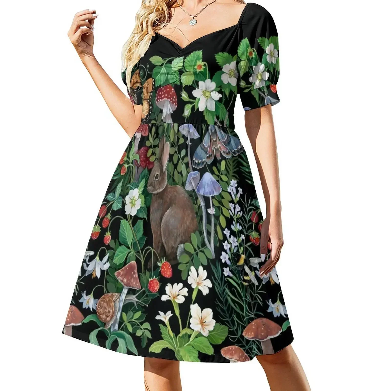 

Rabbit Strawberry Garden Short-Sleeved Dress summer dress evening dress