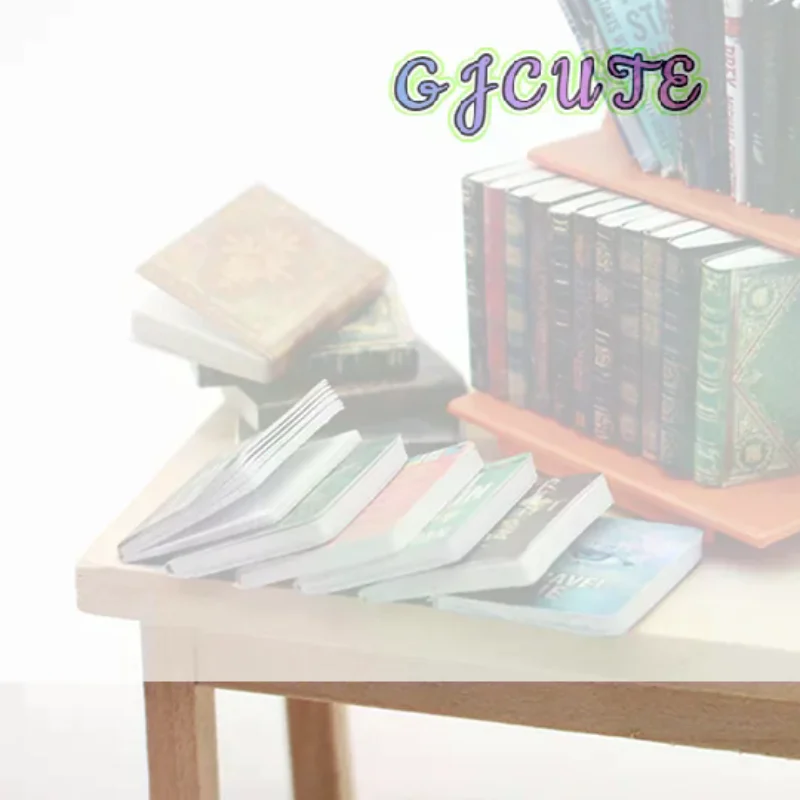 /GJ/1:12 Dollhouse Simulation Mini Books Bookcase Bookshelf Model Dollhouse Study Room Decoration Dolls House Accessories