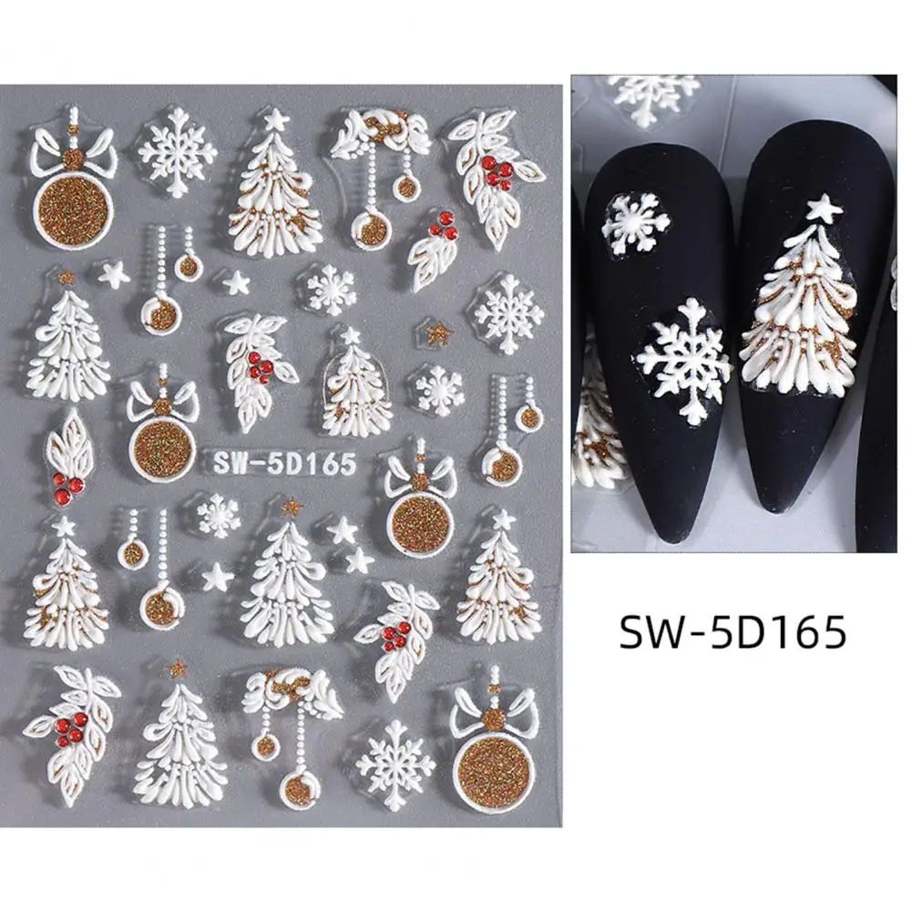 Holiday Nail Art Decals Xmas Nail Art Supplies Christmas Nail Art Sticker Set with 3d Embossment Santa Claus Snowman Elk