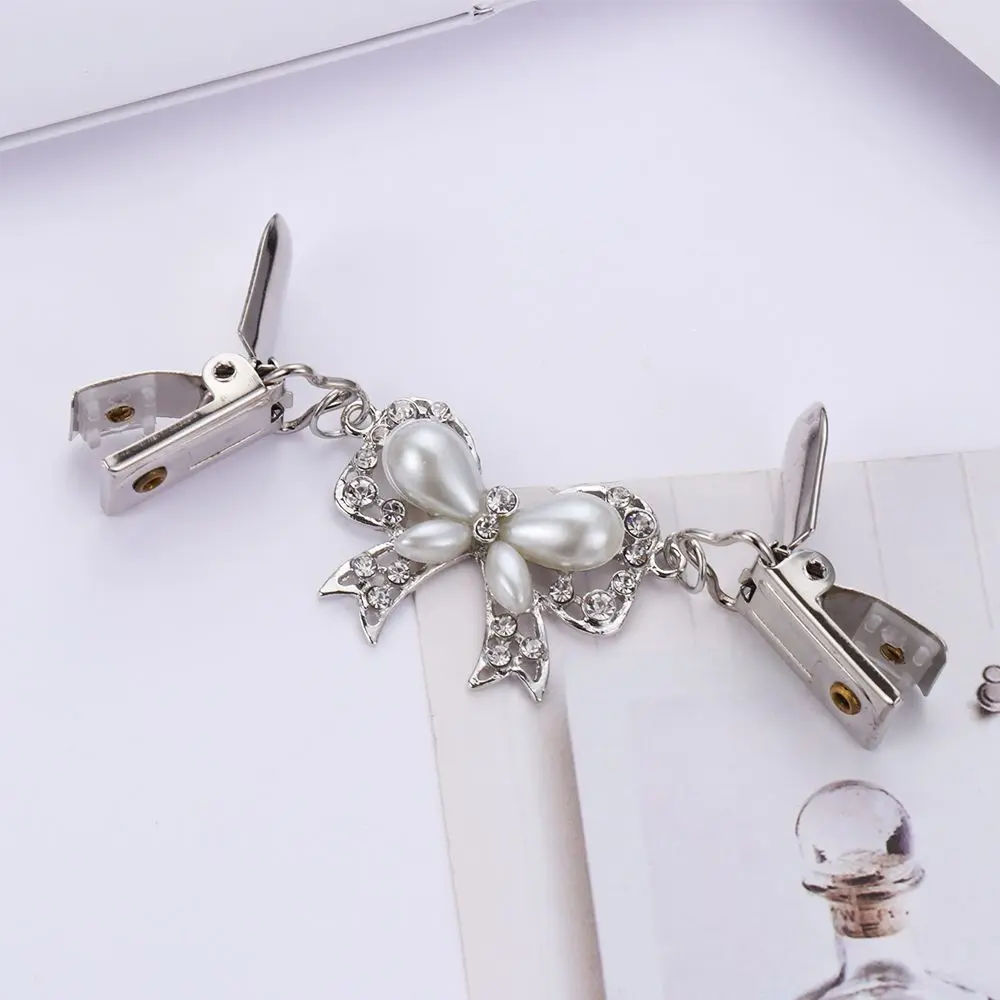 Металлический держатель для одежды со стразами, зажим для воротника кардигана, застежки с покрытием в виде утиного рта, зажимы для свитера, броши с бантом