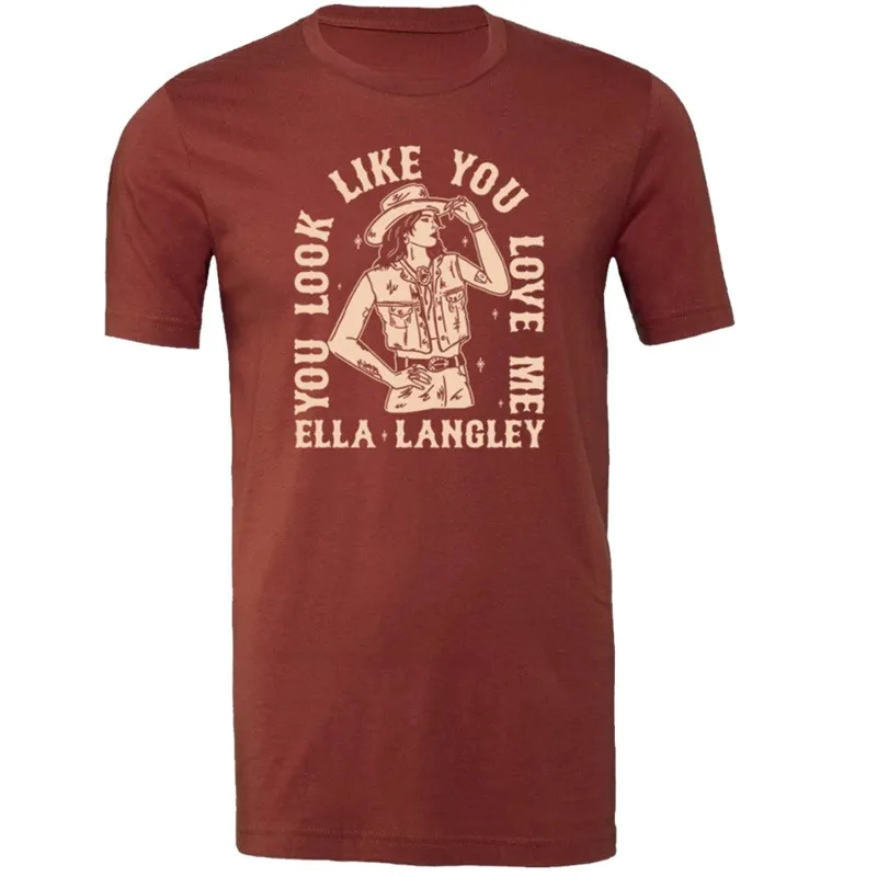 

Футболка Ella Langley, футболки для косплея, женская и мужская модная повседневная уличная футболка с круглым вырезом и короткими рукавами, подарок