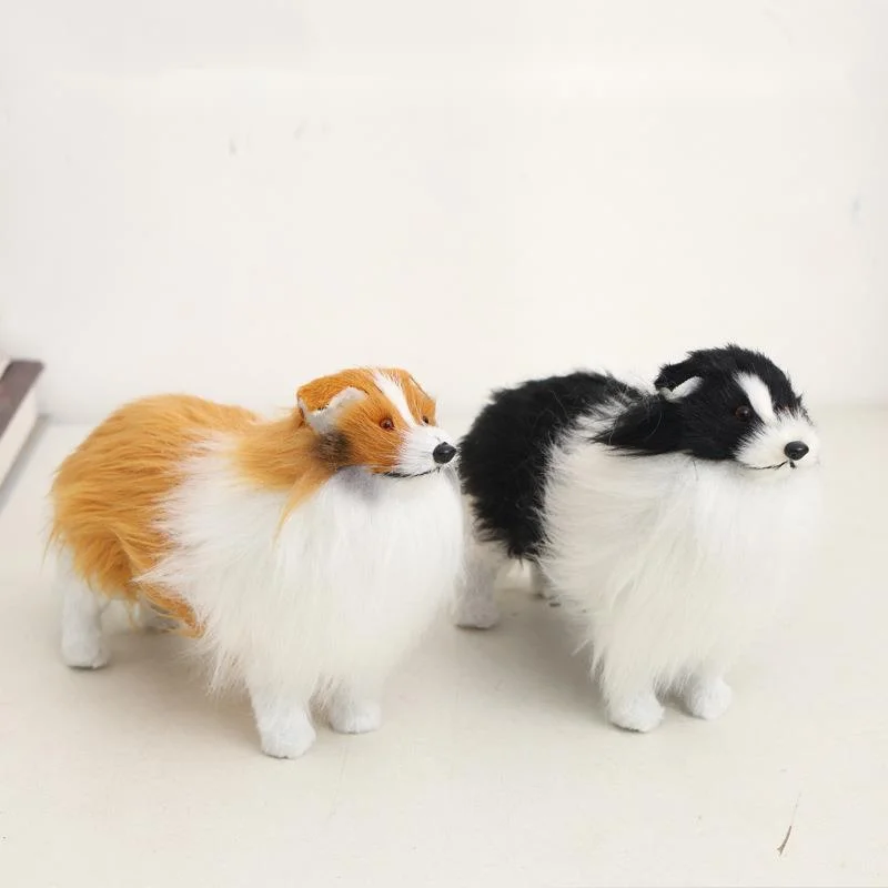 Artificial Border Collie Dog Figurine Fake Animal Model Toy Realistic Puppy Statue Desktop Ornament Home Room Gift