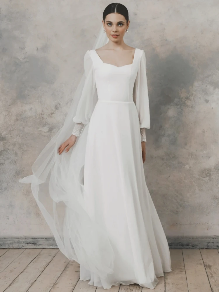 White Women Bridesmaid Dress Satin Solid Diamond Collar Long Sleeve For Wedding Evening Banquet Party Birthday Ceremonial Gowns