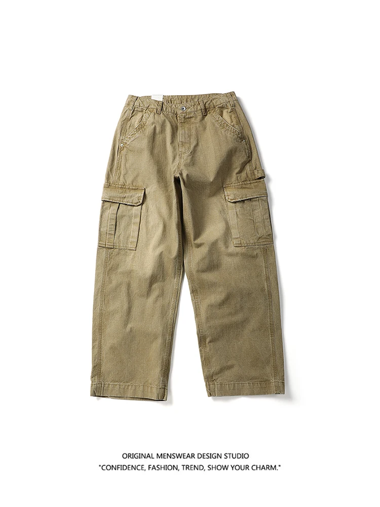 

Мужские рабочие брюки American Sle из чистого хлопка, свободные, прямого кроя, повседневные, длинные, весна 2026, новая модная тенденция, бренд