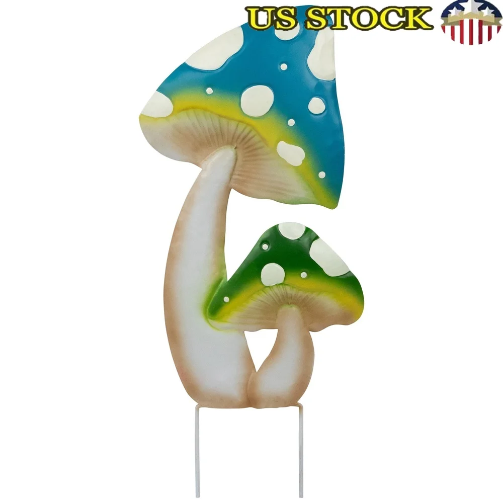 

Double Spotted Mushroom Outdoor Garden Stake 16 Inch Vibrant Yard Decoration Ideal Pathway or Front Door Metal Art