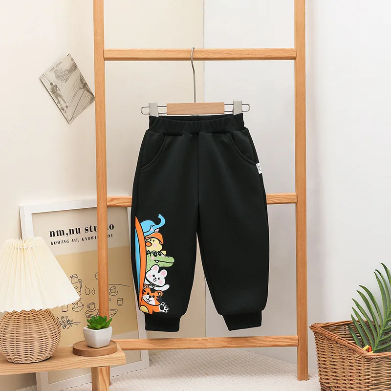 Children Sports Pants Autumn 3-8 Year Old Kid Cartoon Casual Pants Boys Five Little Animals Printed Elastic Waist Pants