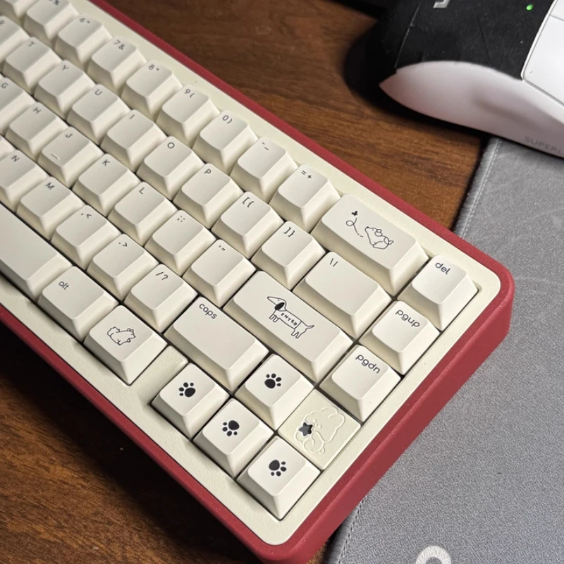 

Cute Puppy Keycap PBT Thermally Sublimated Keycaps MOA Cherry Profile Mechanical Keyboard Keycaps Glutinous Rice White Keycaps