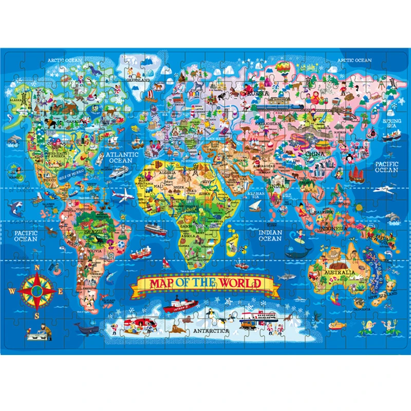 Map Puzzle Attractive High Quality Challenging Interactive Educational Gift Adult World Jigsaw Puzzle Brain Stimulating Pleasure