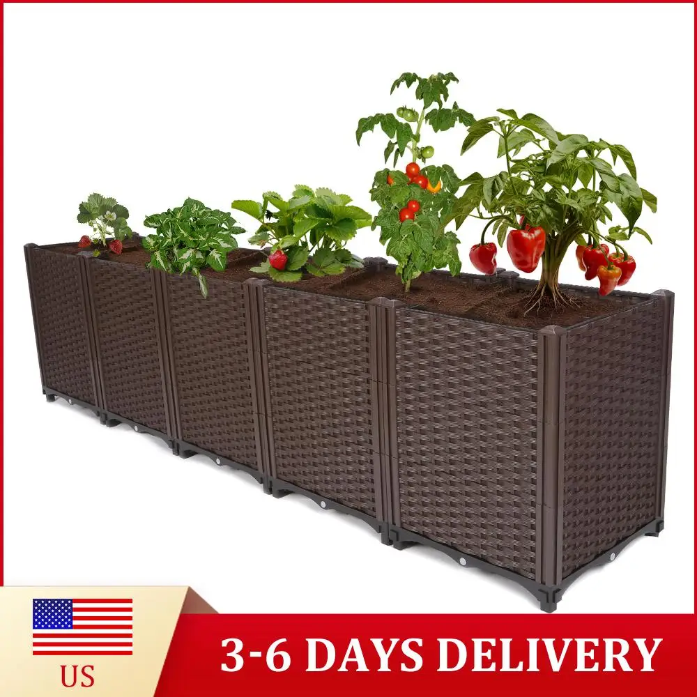 

79x16x20 Inch Rectangular Garden Planters Deep Root Box Planter for Growing Flowers Vegetables
