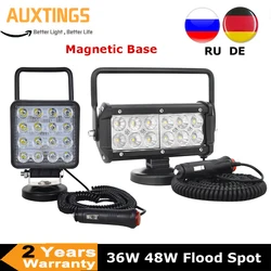 1/2pcs 48W 36W Magnetic Base Bracket LED Work Light Bar Portable Car Lamp Flood Spot Beam 4x4 ATV Truck Tractor Offroad Boat