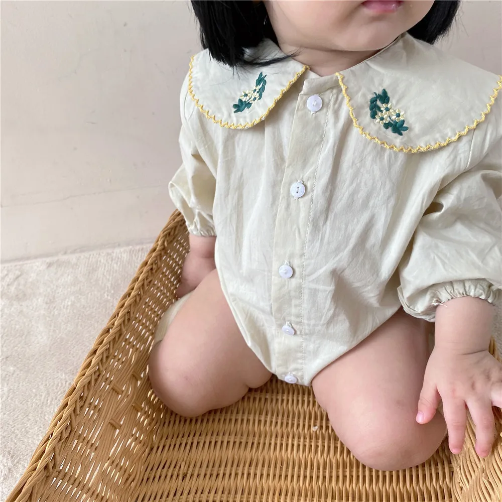 

Infant Baby Girl Romoers Cotton Fashion Jumpsuits Toddlers Overall Long Sleeve Newborn Bodysuit