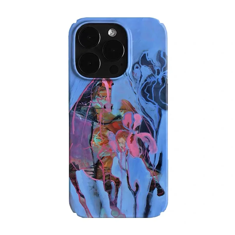 Blue Graffiti Niche Design Art Case for IPHONE 17 16 ProMax 15 14 Plus 13 12 MINI 11 PRO 16Plus XR XS MAX Acrylic Phone Cover