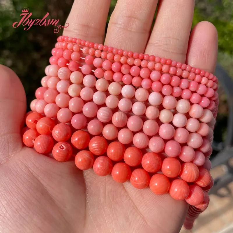 2/3/4/6/7/8mm Natural Pink Coral Smooth Round Bead Loose Stone Beads For DIY Necklace Bracelets Jewelry Making 15\