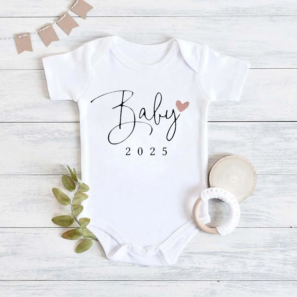 Nadchodzące dziecko Wkrót 2024. Ogłoszenie Noworodek Body Romper Śmieszne stroje chłopięce Dziewczęta Ciało Ciąża Ujawnienie ubrań