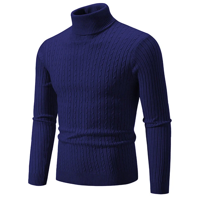 Winter High Neck Dicke Warme Pullover Männer Rollkragen Marke Herren Pullover Slim Fit Pullover Männer Strickwaren Männlichen Doppel Kragen – Detail 12