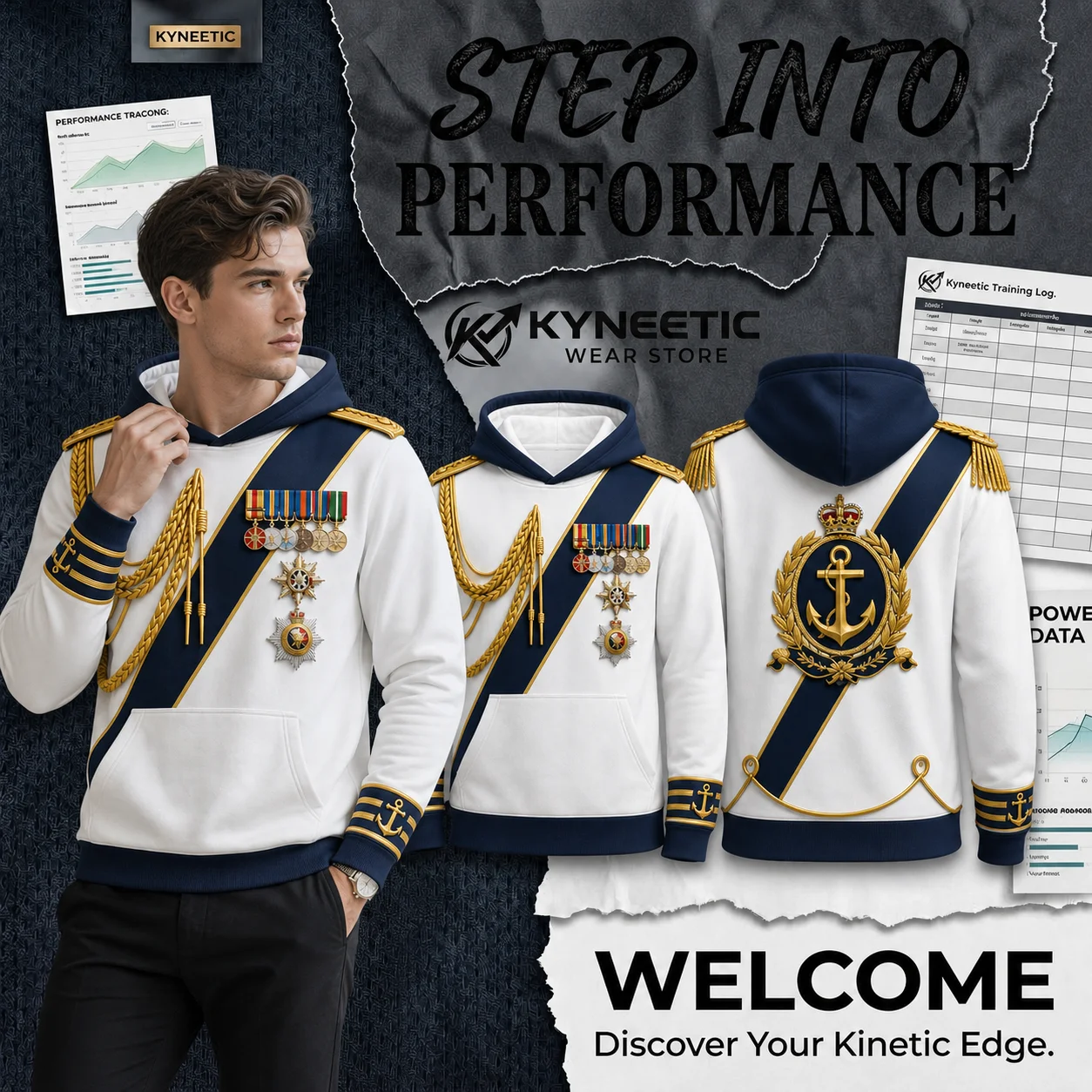 Halloween Men Military Uniform Hoodie Medal Epaulet Graphic 3D Print Long Sleeve Sweatshirt Pullover Vintage Holiday Streetwears