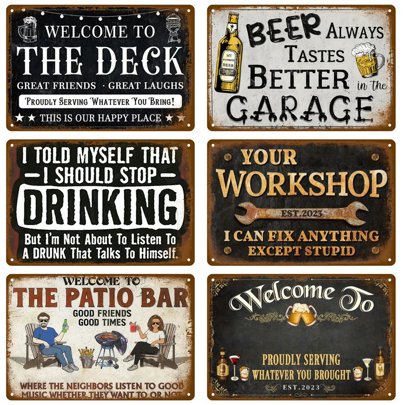 Vintage Metal Plate Sign Plates Bar Retro Metal Sign Wall Art Mural Aesthetic Room Home Decor Items Poster Garage Decoration