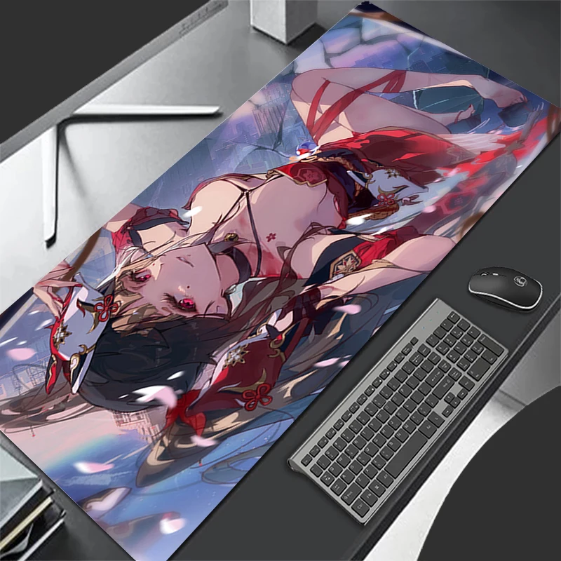 Alfombrilla de ratón, accesorios para juegos de ordenador, alfombrilla para teclado, alfombrilla de ratón de goma para PC de oficina, decoración de escritorio, alfombrilla para ratón brillante Honkai Star Rail