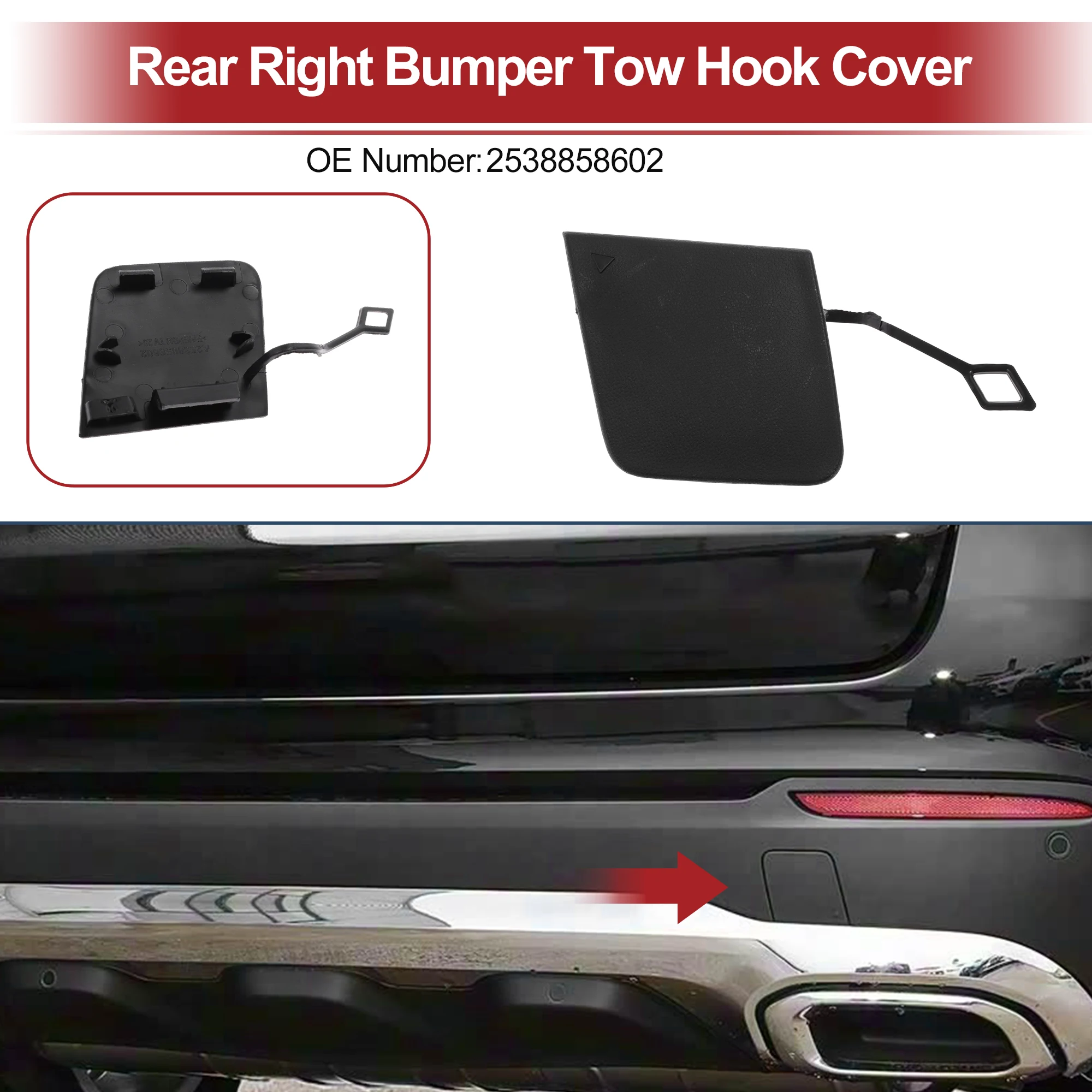 UXCELL Car Tow Hook Cover Cap for Mercedes-Benz GLC300 Base No.2538858602