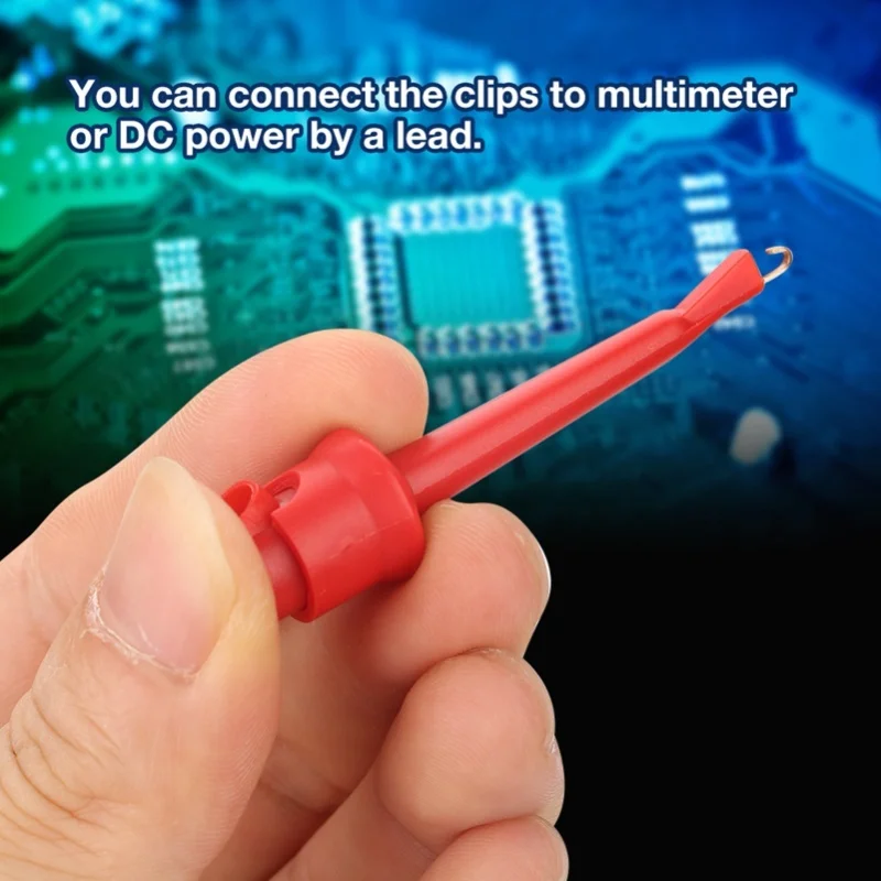 10pcs P5002 Multimeter Test Hook Lead Grabbers For SMt SMD IC D20 Cable Welding (Black&Red)