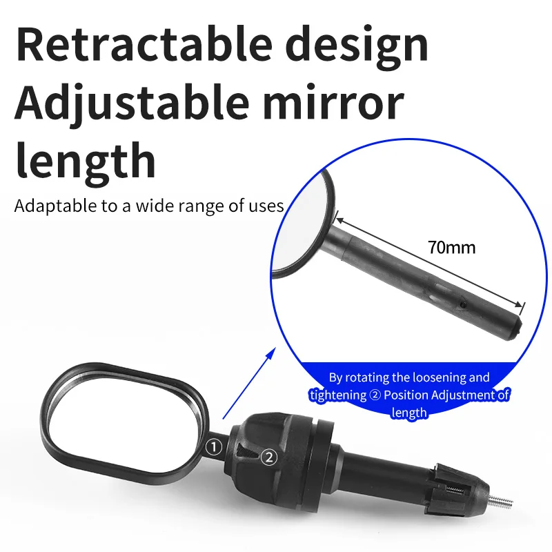 RRSKIT Bicycle Rearview Mirror MTB Road Cycling Handlebar Retractable Foldable Reflector 360 Degrees Adjustable Rotate Mirror