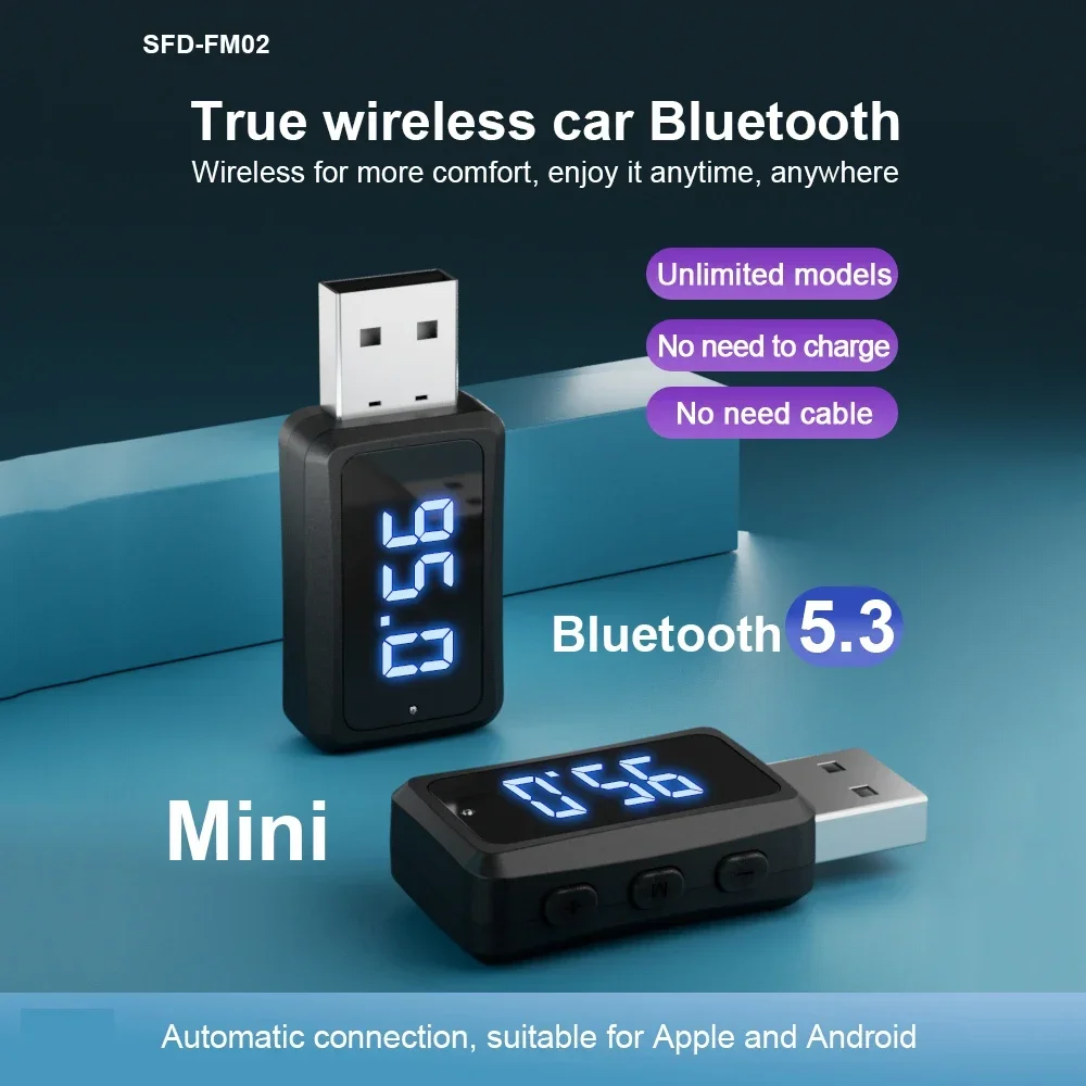 Bluetooth 5.4 Car Transmitter Receiver Handsfree Call Car Kit Mini USB Power Auto Wireless Audio Adapter For Fm Radio