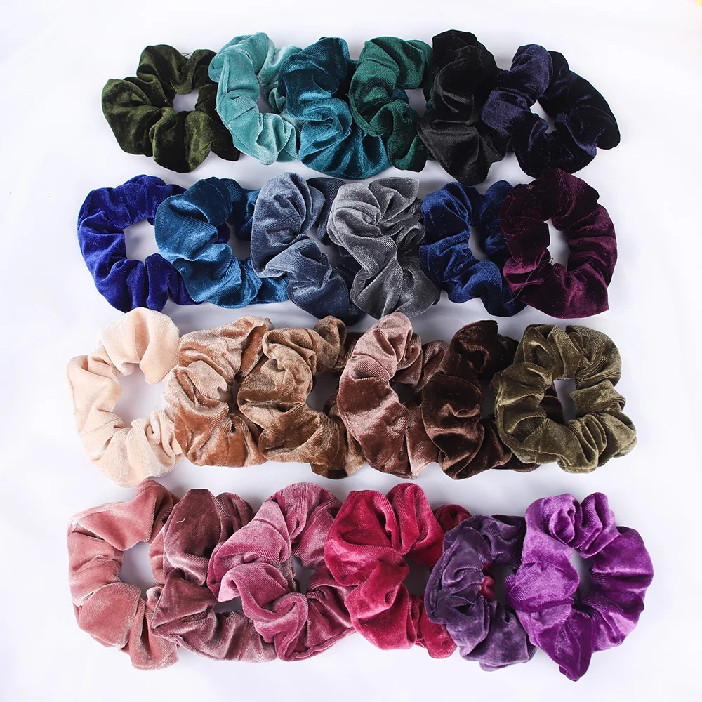 Velvet Scrunchies Elastic Hair Bands Women Girls Dot Headbands Ponytail Holder Hair Ties Cheap Winter Hair Accessories Fashion