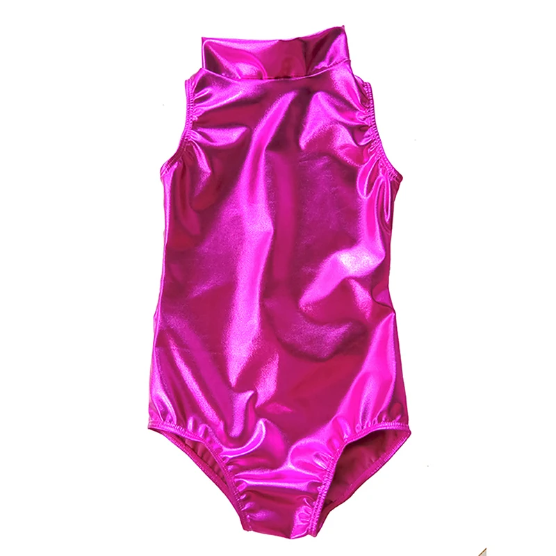 Kid Sleeveless Metallic Spandex Leotard Girl Shiny Ballet One-Piece Sparkle Dance Costumes Ballerina Artistic Gymnastic Bodysuit