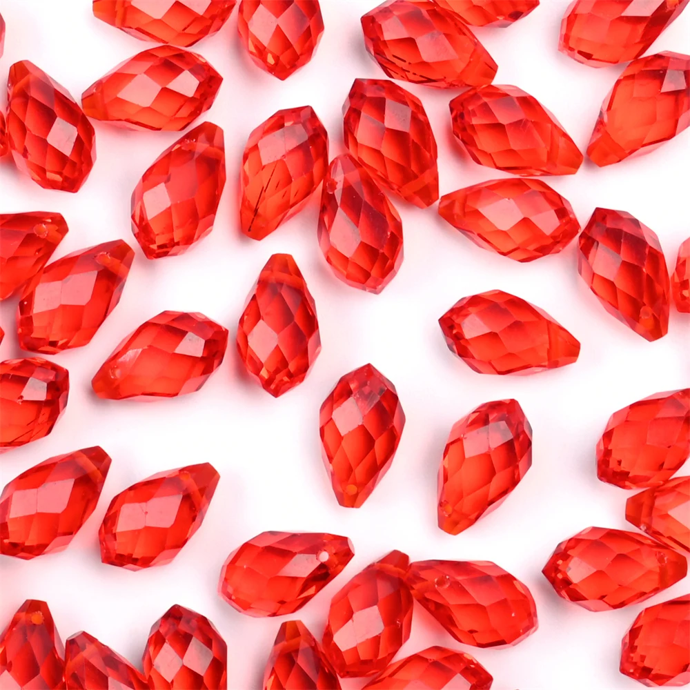 Austriackie kryształowe koraliki w kształcie łezki 50 sztuk Briolette Waterdrop wisiorek luźne koraliki do tworzenia biżuterii bransoletka DIY