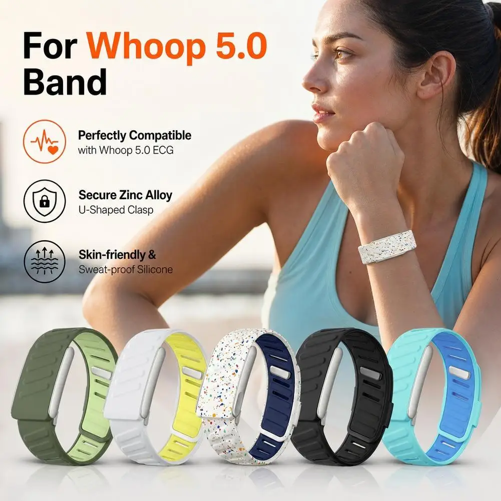 For Whoop 5.0 MG Silicone Sports Strap With Titanium U-Shaped Metal Frame PEAK LIFE Soft Replacement Wristband Belt