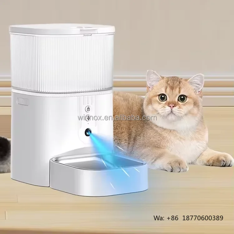 3L Capacity  Stainless Steel  Automatic Food Dispenser Smart Pet Feeder with Camera Timer and App Control for Cat and Dog Bowl