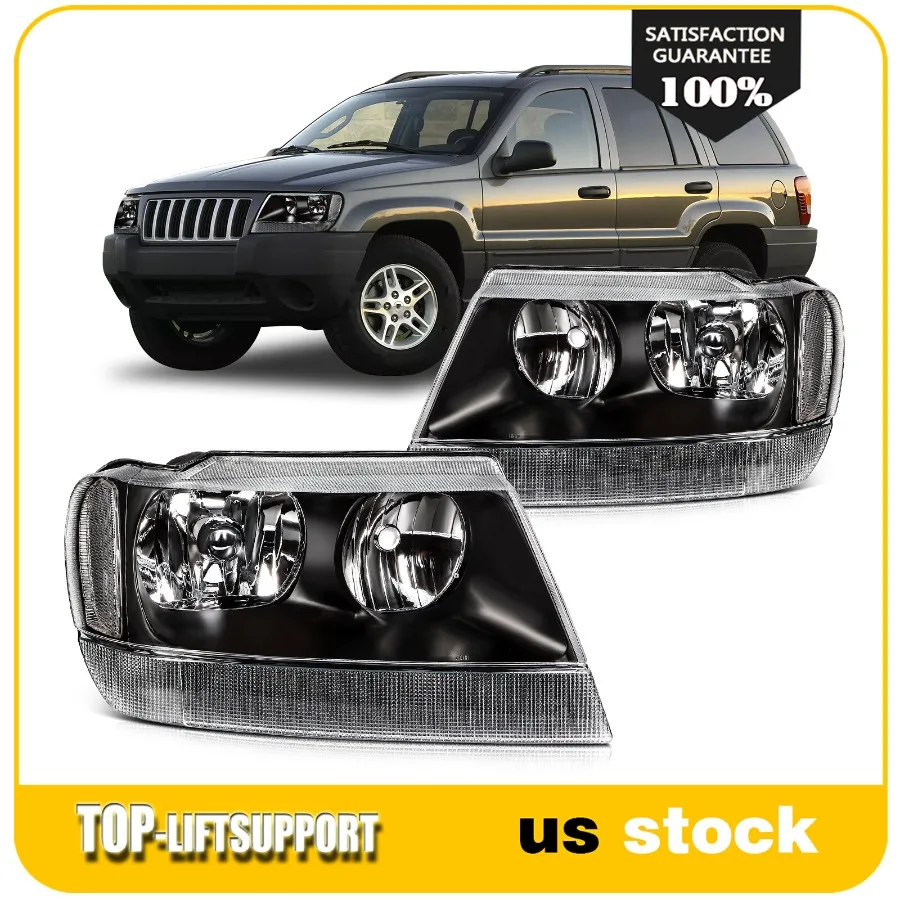 

Фара в сборе для Grand Cherokee 1999-2004 годов, передний левый + правый черный корпус