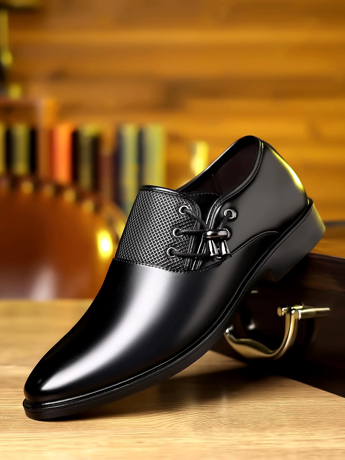 

Men's Classic Design PU Leather Upper Rubber Sole Wear-Resistant Business Casual Shoes Comfortable All-Day Wear