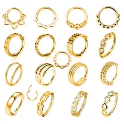 Flower Moon Heart Tush Teardrop Septum Piercing Drop Clicker Segment Nose Ring Daith Conch Hoop Earring 316L Surgical Steel 16G
