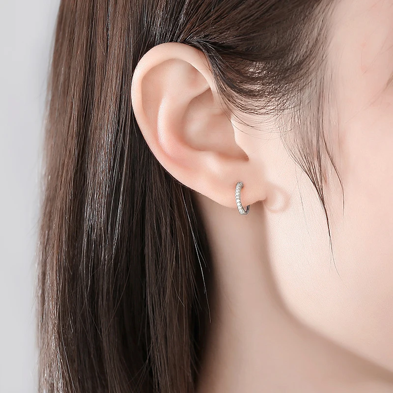 Pendientes de Clip de circonio tipo C decorados de Plata de Ley 925 a la moda, diamantes de imitación Punk Rock sin agujero, regalo de joyería para