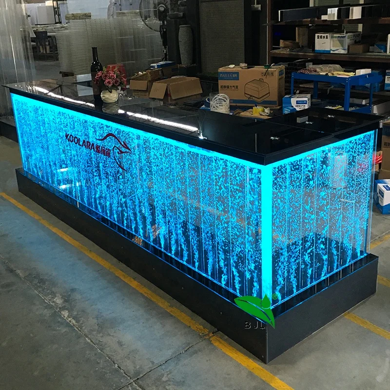 Custom. LED light water bubble shop counter design store counter with shelf