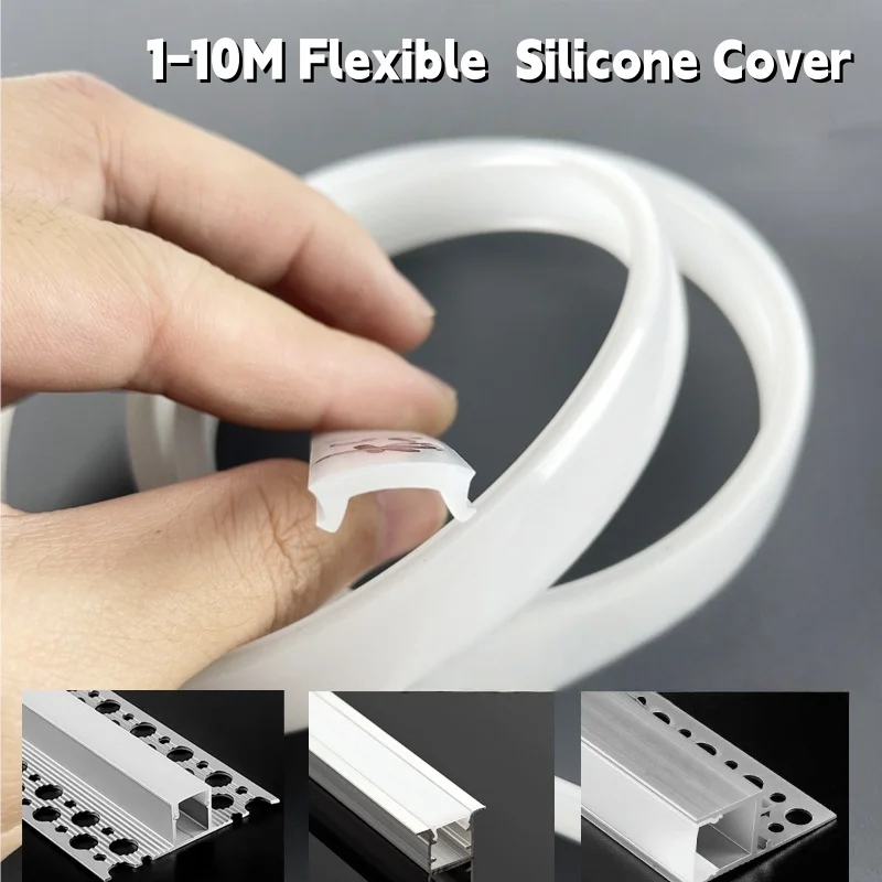 Canal de cobertura de silicone de perfil de alumínio led dobrável em forma de u para lustre diy linear substituível abajur tira barra de luz