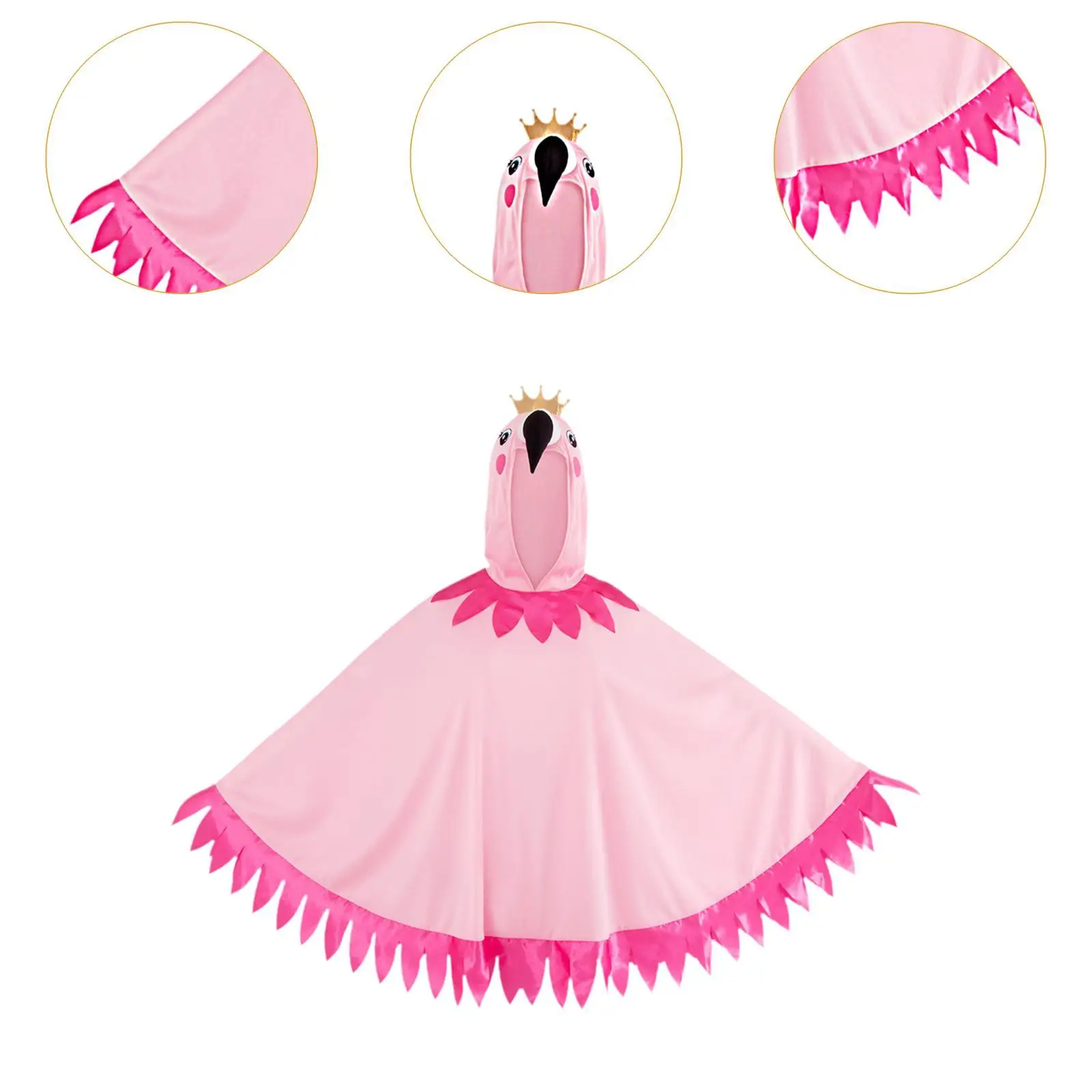 Disfraz de flamenco con capa con capucha para cumpleaños, mascarada, Halloween, juegos de rol