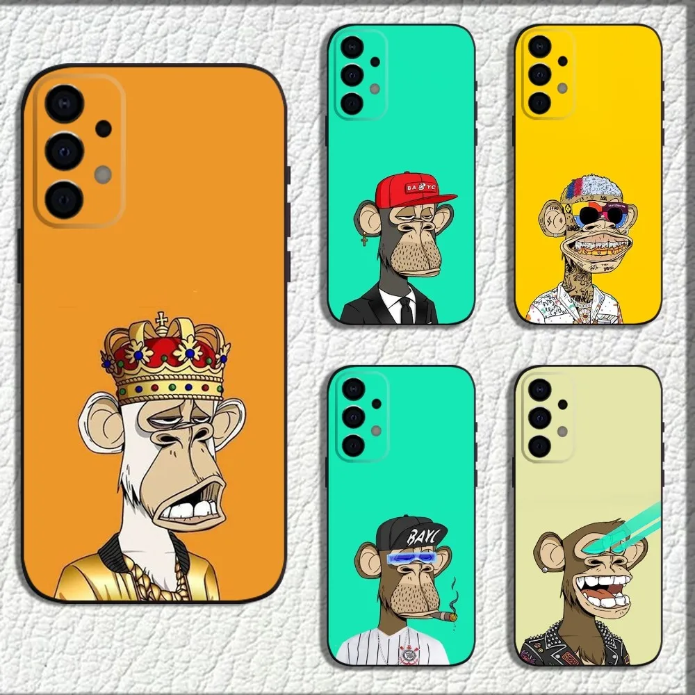 Smart Monkey Funny NFT Phone Case For Samsung Galaxy A13,A21s,A22,A31,A32,A52,A53,A71,A80,A91 Soft Black Shell