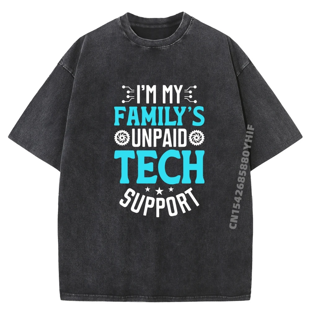 

I M My Family Unpaid Tech Support Компьютерный инженер Графические футболки для мужчин Роскошный дизайнер Мужская стираная одежда