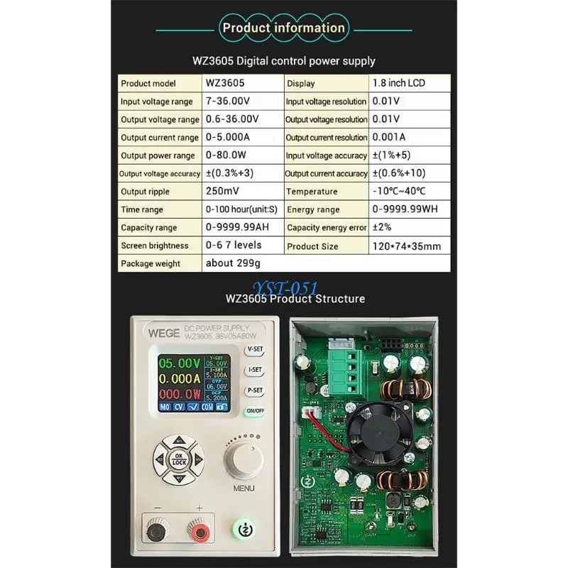 

E15A 36V 5A Регулируемый ЧПУ для постоянного тока постоянного питания постоянного напряжения