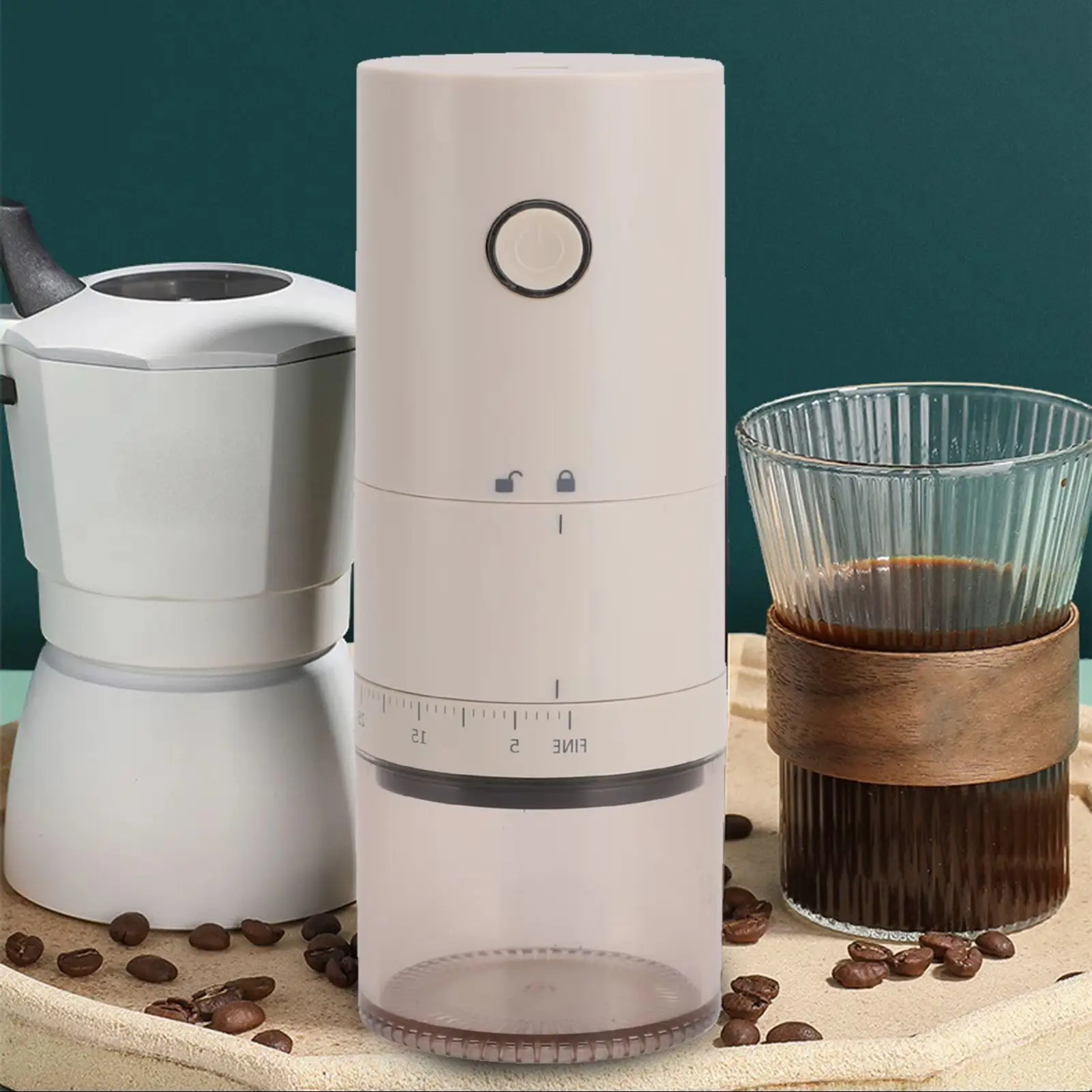 

Электрическая кофемолка премиум-класса — 38 настроек помола, перезаряжаемая от USB-C, заусенцы из нержавеющей стали для эспрессо, френч-пресс