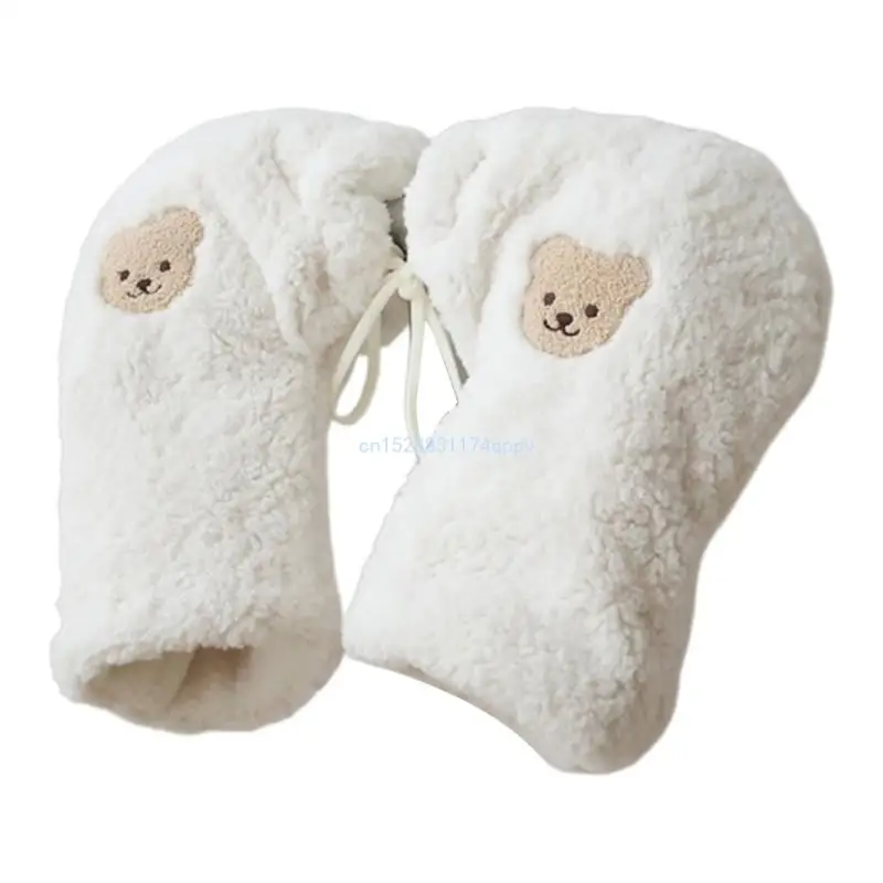 

Lovely Baby Bike Hand Muff Plush Kids Scooter Gloves with Lovely Bear Pattern Windproof Gloves for Small Boys Girls Dropship