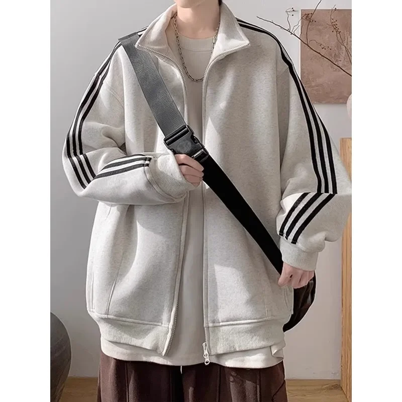 American Vintage primavera otoño marca de moda deporte cárdigan de tres botones sudadera chaqueta de pareja de gran tamaño para hombres y mujeres