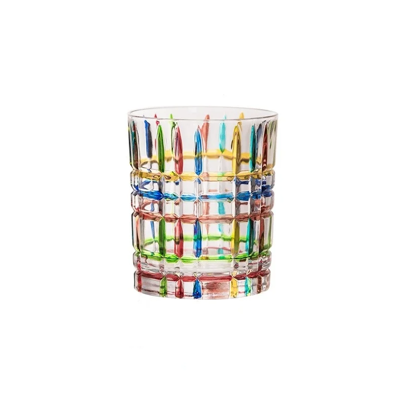 

Romantic Ins Hot European Style 250ml Striped Pattern Colorful Wine Glass for Home Decorations Party Wedding Celebrations