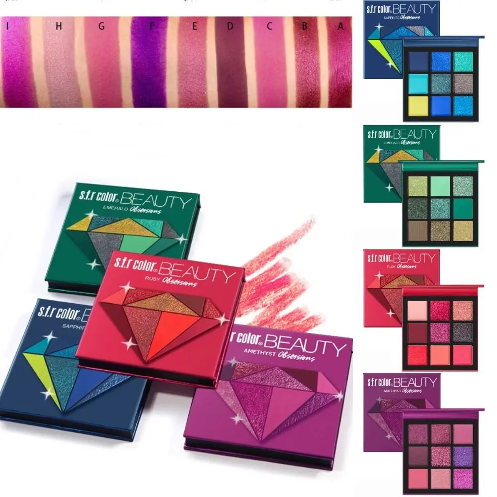 Waterdicht Oogschaduwpalet Professionele Matte Sprankelende Oogschaduw Glanzende Glitter Niet Vettig 9 Kleuren Oogschaduw Basis Make-Up