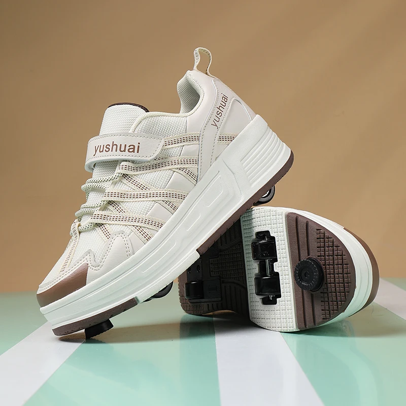 Four-Wheeled Automatic Retractable Invisible Four-Wheeled Walkable Student Skateboarding Shoes for Girls and Boys - view 4