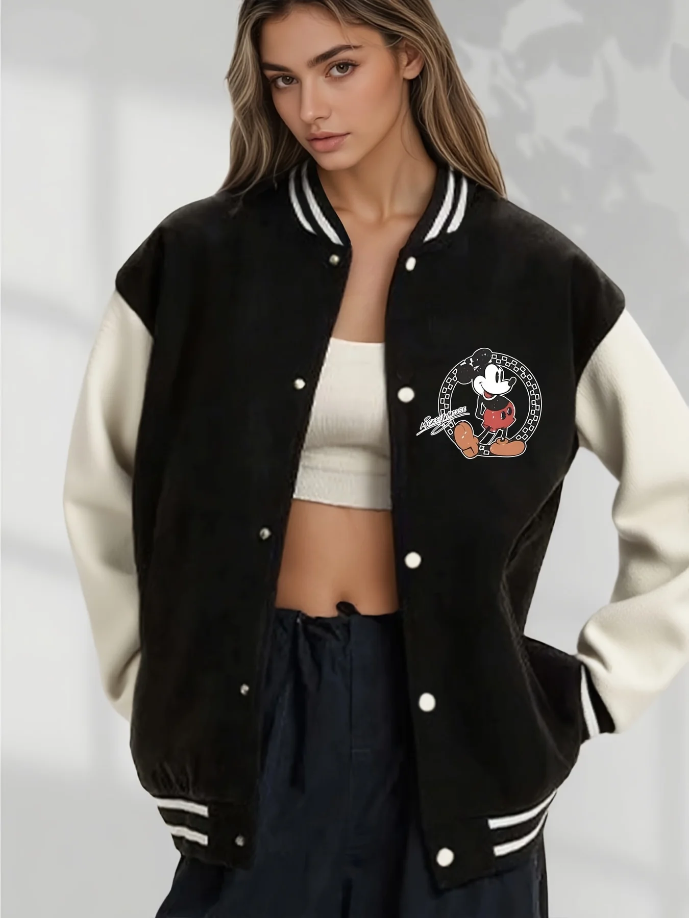 سترة نسائية من ديزني ميكي كارتونية مطبوعة للخريف والشتاء ملابس خروج جديدة للأزواج من الذكور والإناث